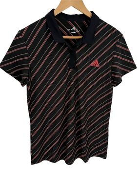 Adidas Short Sleeve Tennis Golf Polo Shirt Striped Performance Women's Large
